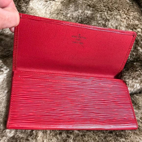 Rare Louis Vuitton Red Epi Porte Yen 3 Cartes Credit Bifold Long Wallet- Amazing - Picture 7 of 10